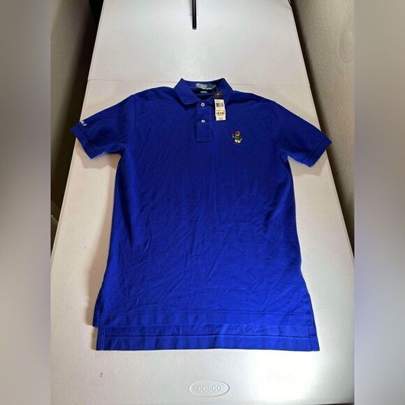 POLO RALPH LAUREN MENS 100% COTTON BLUE EMBROIDERED POLO BEAR SHIRT RL13 Sz S - Picture 1 of 10